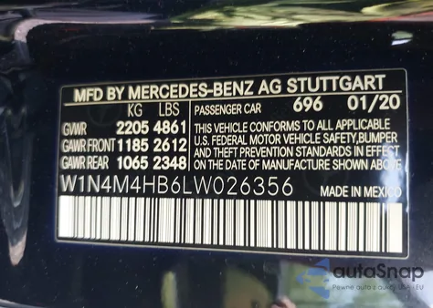 2020 Mercedes-Benz Glb 250 4Matic from USA, damaged, VIN W1N4M4HB6LW026356